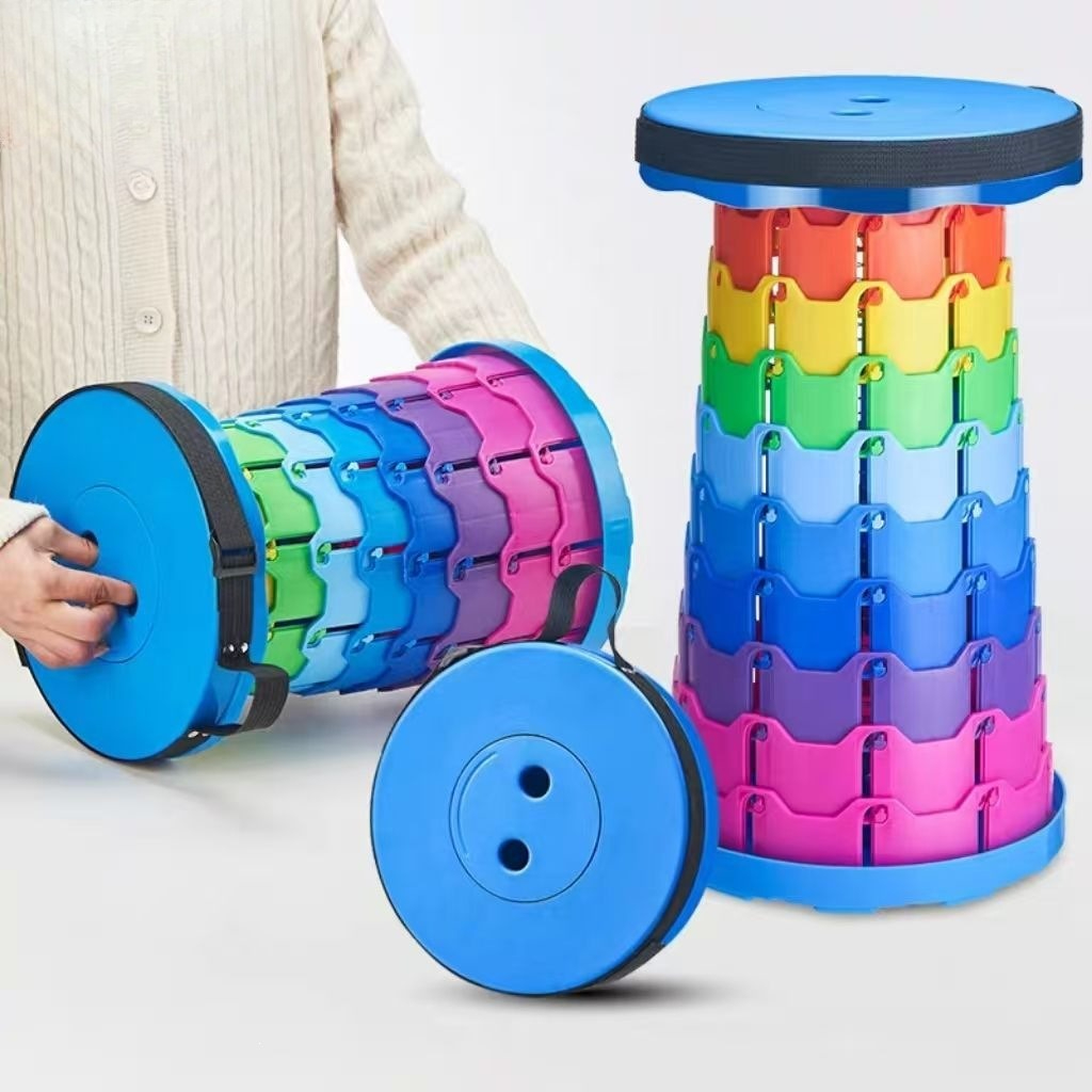 Farming And Agriculture - Regenboog Telescopische Campingkruk Draagbaar Verdikt Opklapbaar